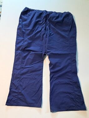 Women’s Navy Flare Scrub Pants - Elastic Waist with drawstring.
